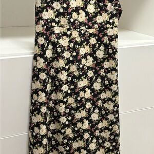 Forever 21 Black Floral Backless Dress